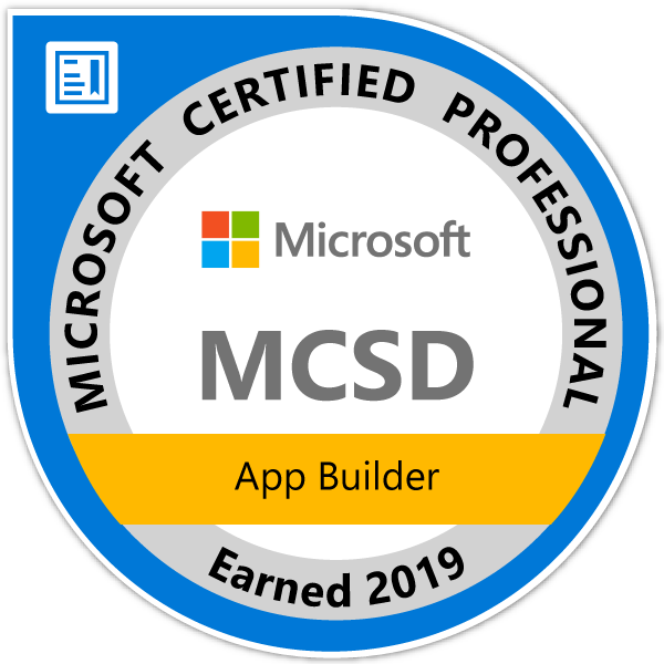 Microsoft Certified Solutions Developer: App Builder — Certified 2019